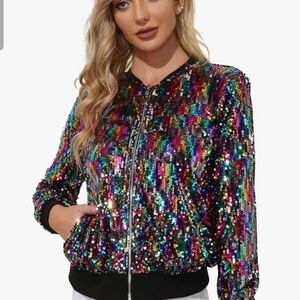Vibrant Sequin Bomber Jacket